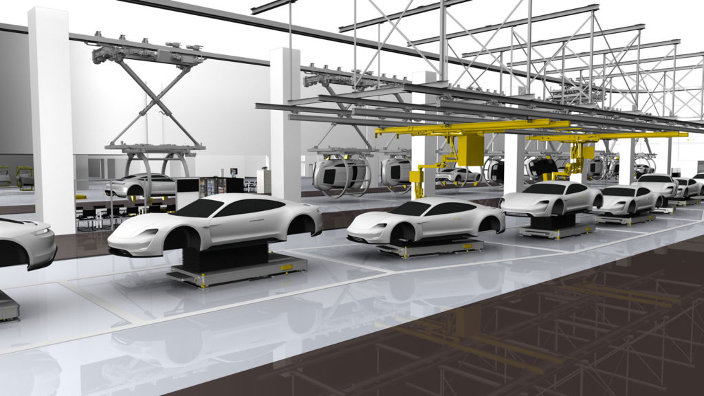 Porsche Taycan production line under construction